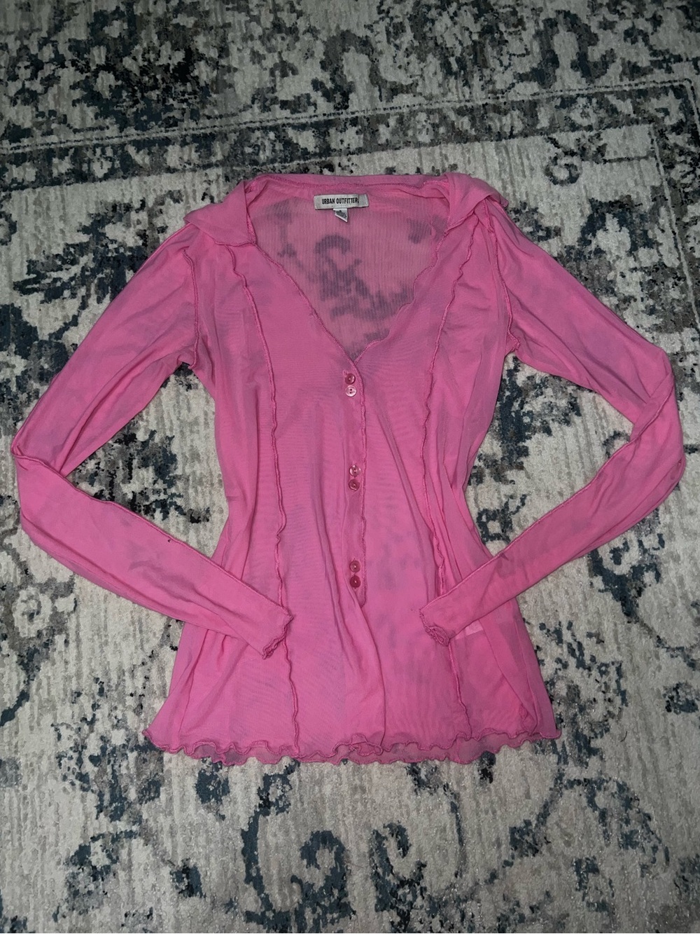 Urban Outfitters Pink Sheer Long Sleeve Top